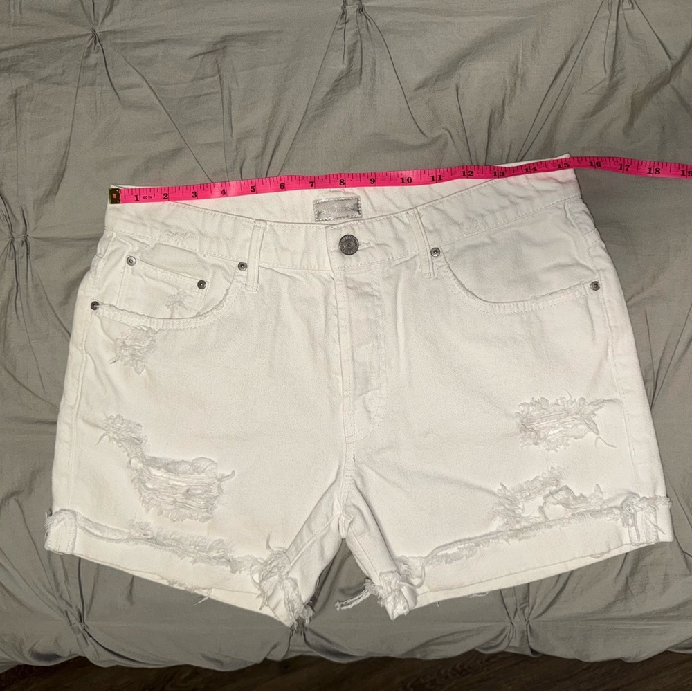 MOTHER White Distressed Jean Shorts - Picture 10 of 10